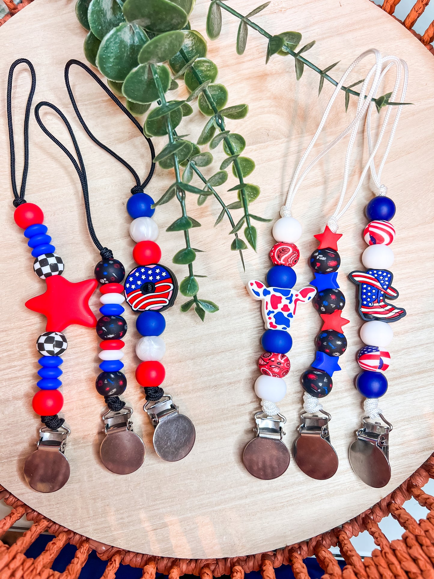 USA Pacifier Clips