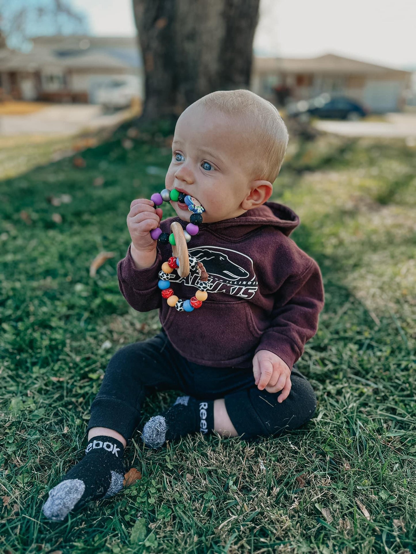 Spaceman Cowboy Double Teething Ring w/ Wood