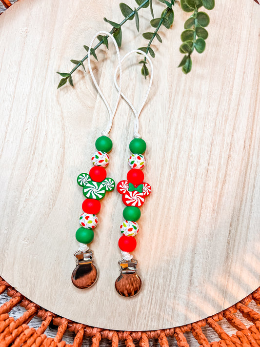 Christmas - Festive Mouse Pacifier Clips