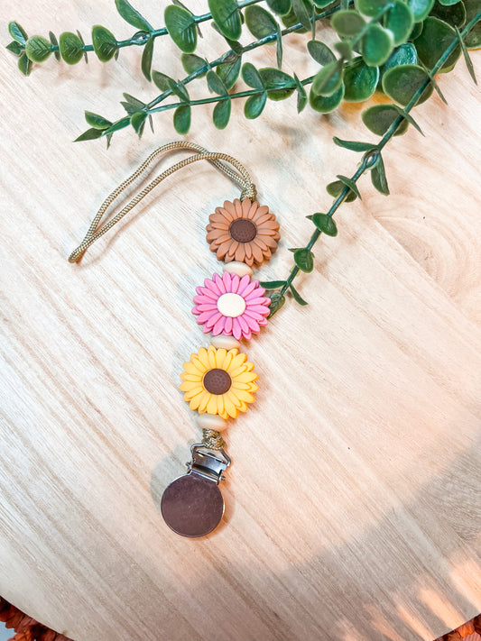 Fall Colored Flower Pacifier Clip