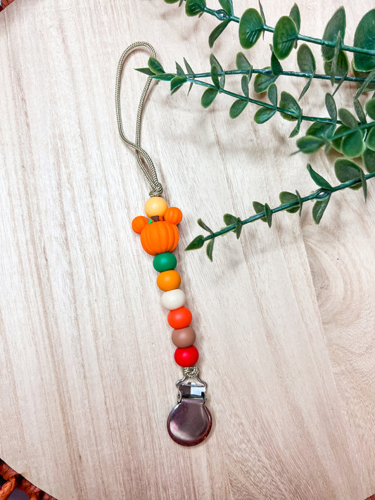 Mouse Pumpkin Pacifier Clip