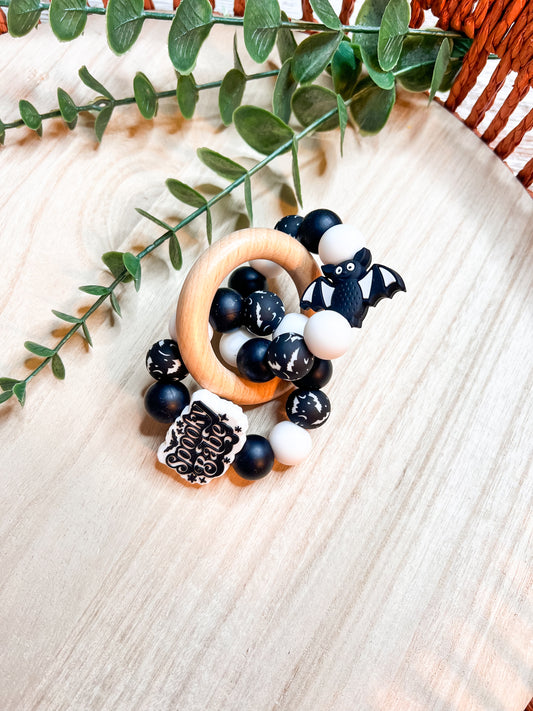 Spooky Babe Double Teething Ring + Wood