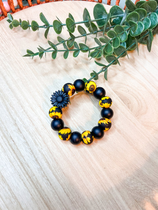 Black Sunflower Teething Ring