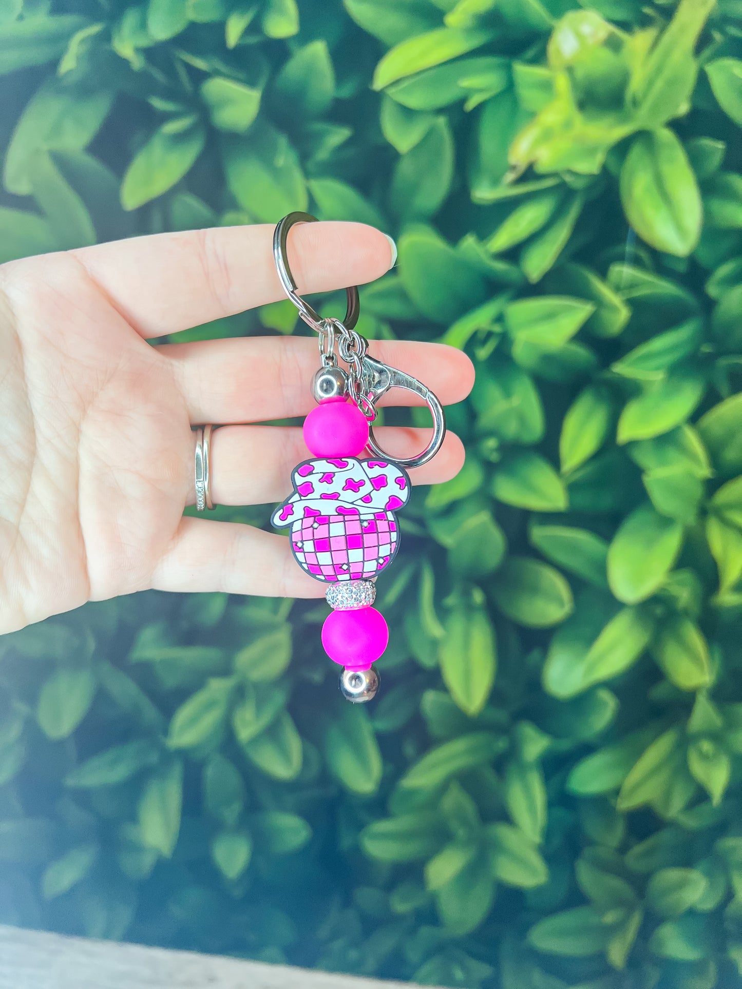 Pink Disco Cowgirl Keychain