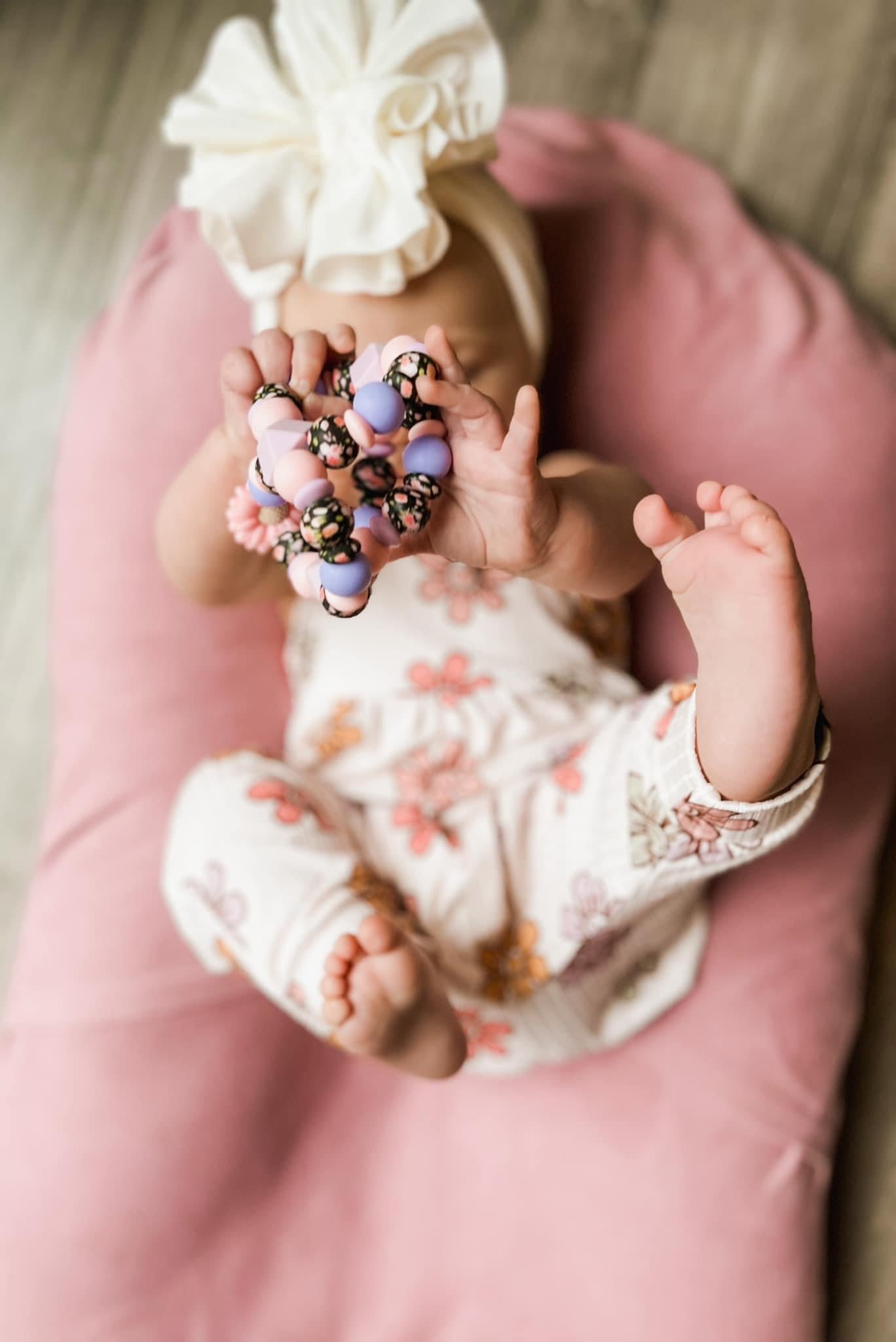 Black Floral with Purple & Pink Flower Orb