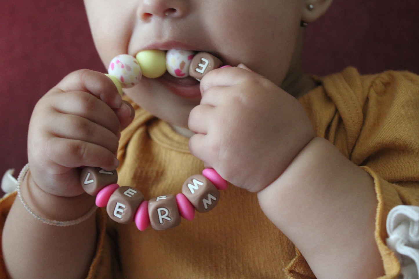 Brown/Ivory Name Teething Rings