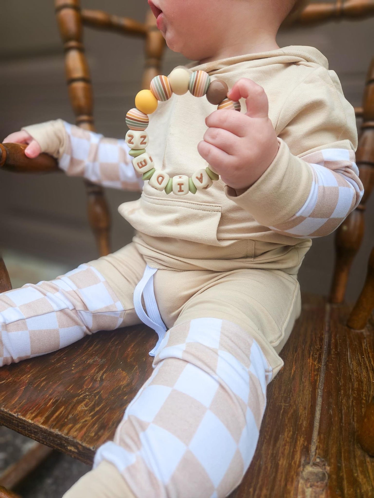 Brown/Ivory Name Teething Rings