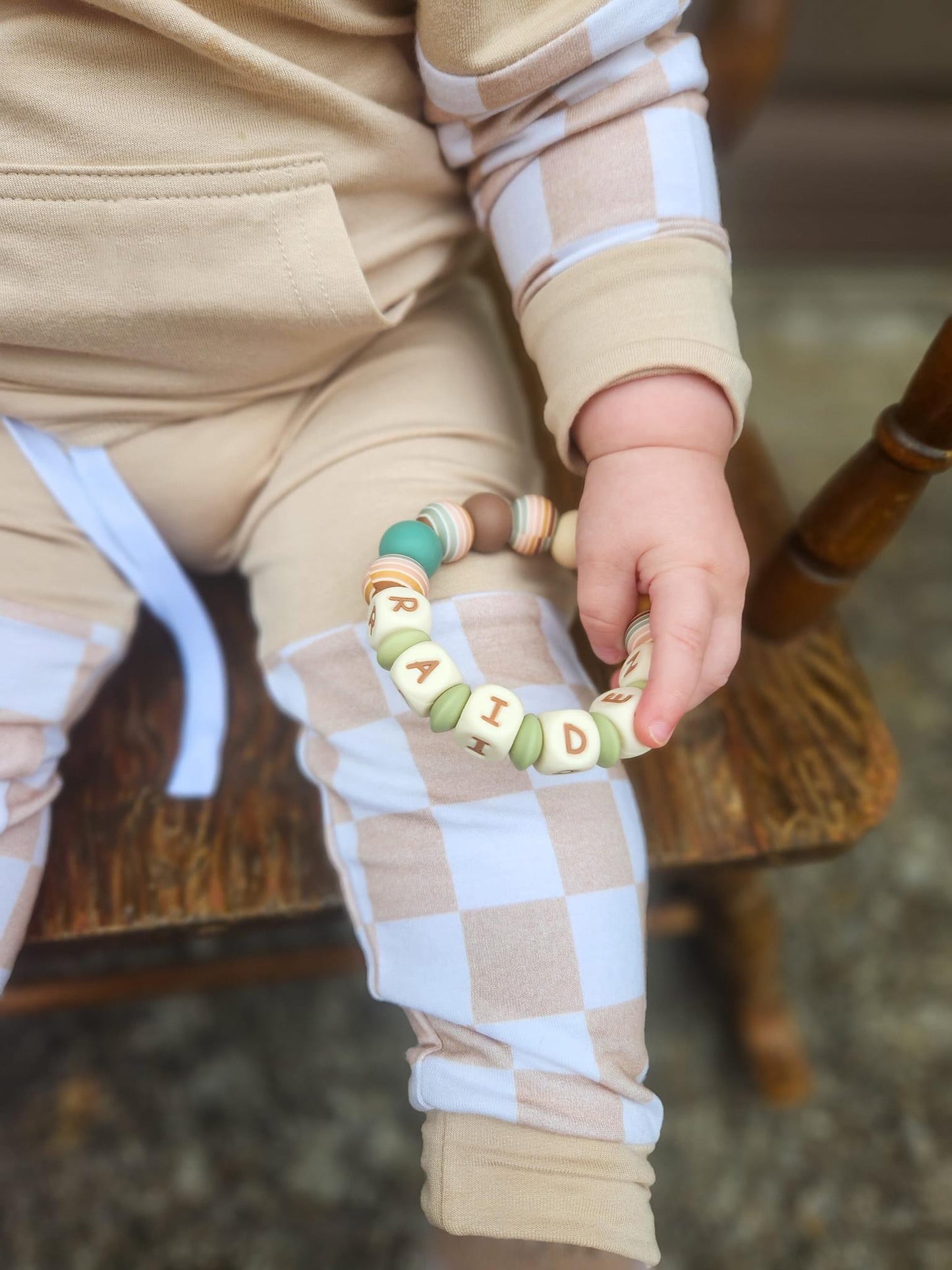 Brown/Ivory Name Teething Rings