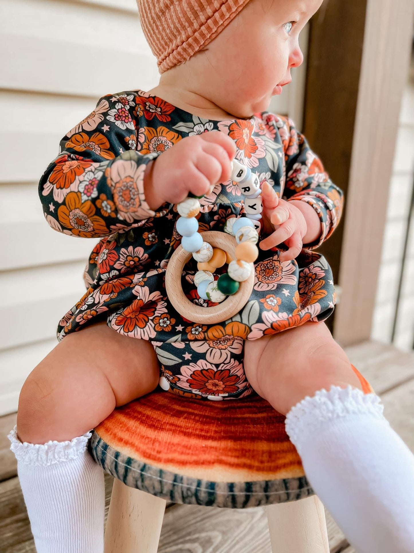 Double Intertwined Teething Ring w/ Wood Ring