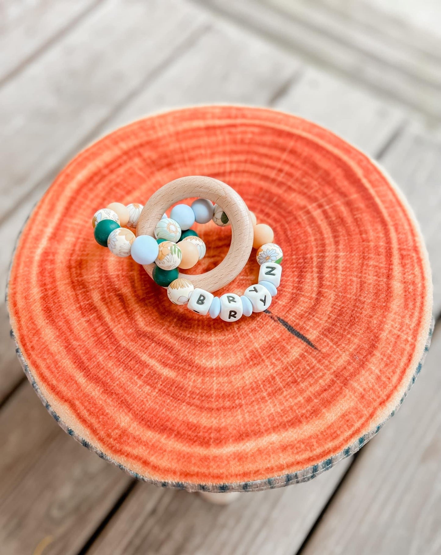 Double Intertwined Teething Ring w/ Wood Ring