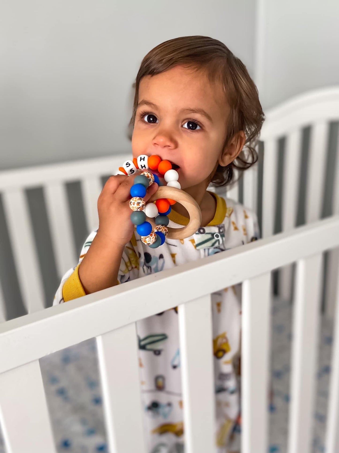 Double Intertwined Teething Ring w/ Wood Ring