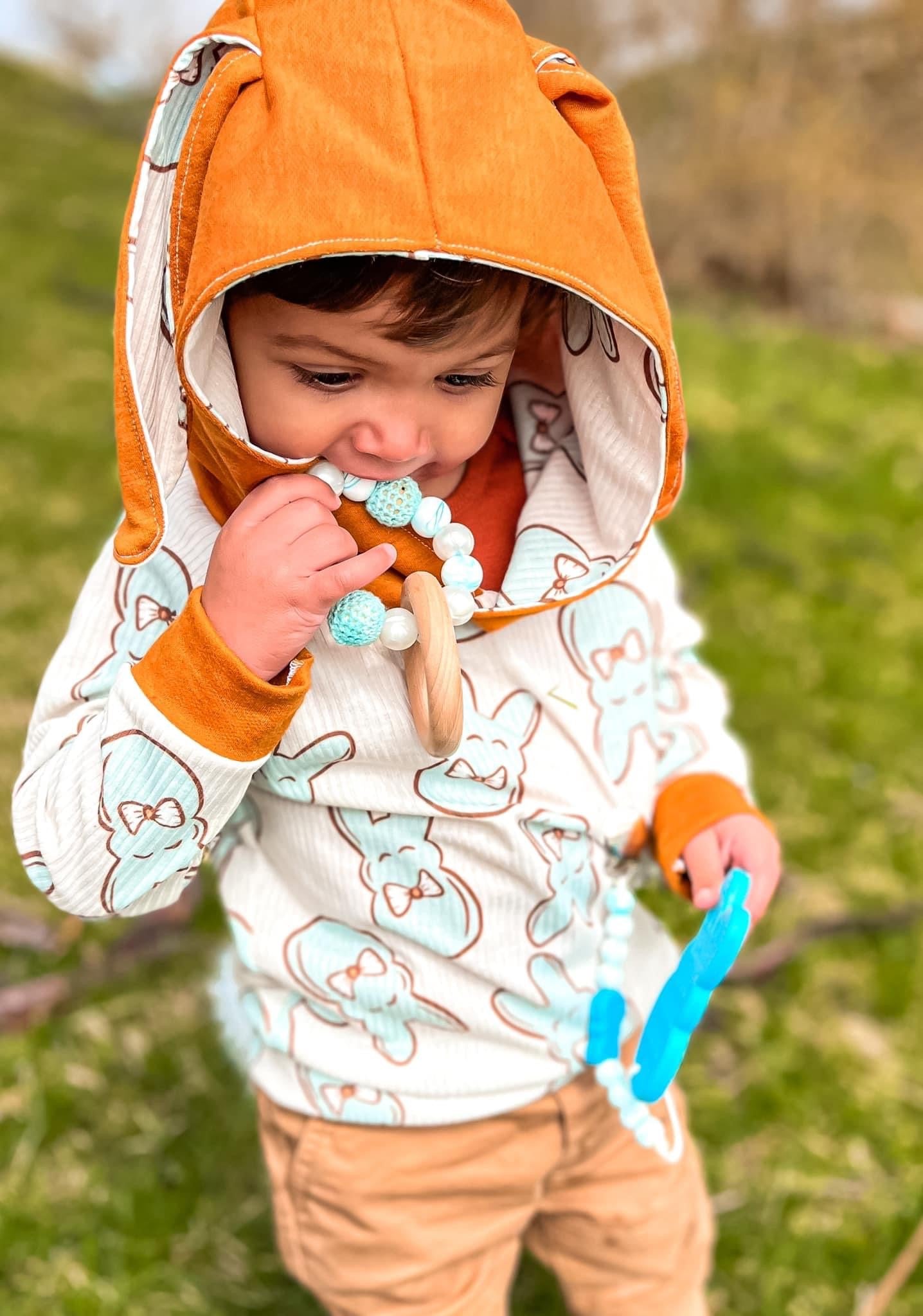 Silicone Teething Ring w/ Wooden Ring