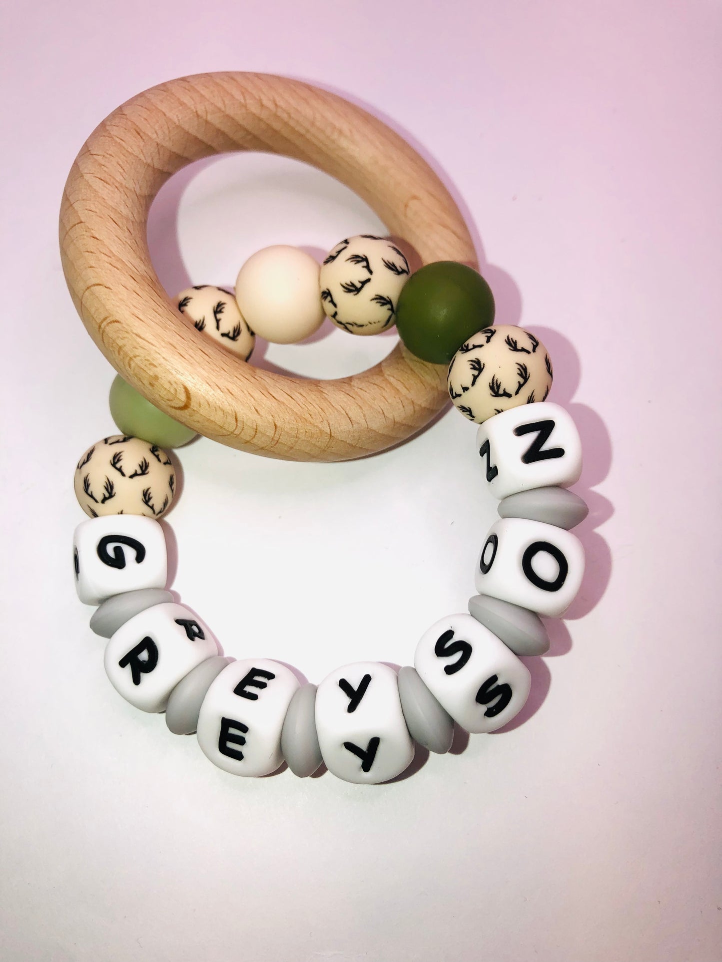 Name Teething Ring w/ Wood Ring