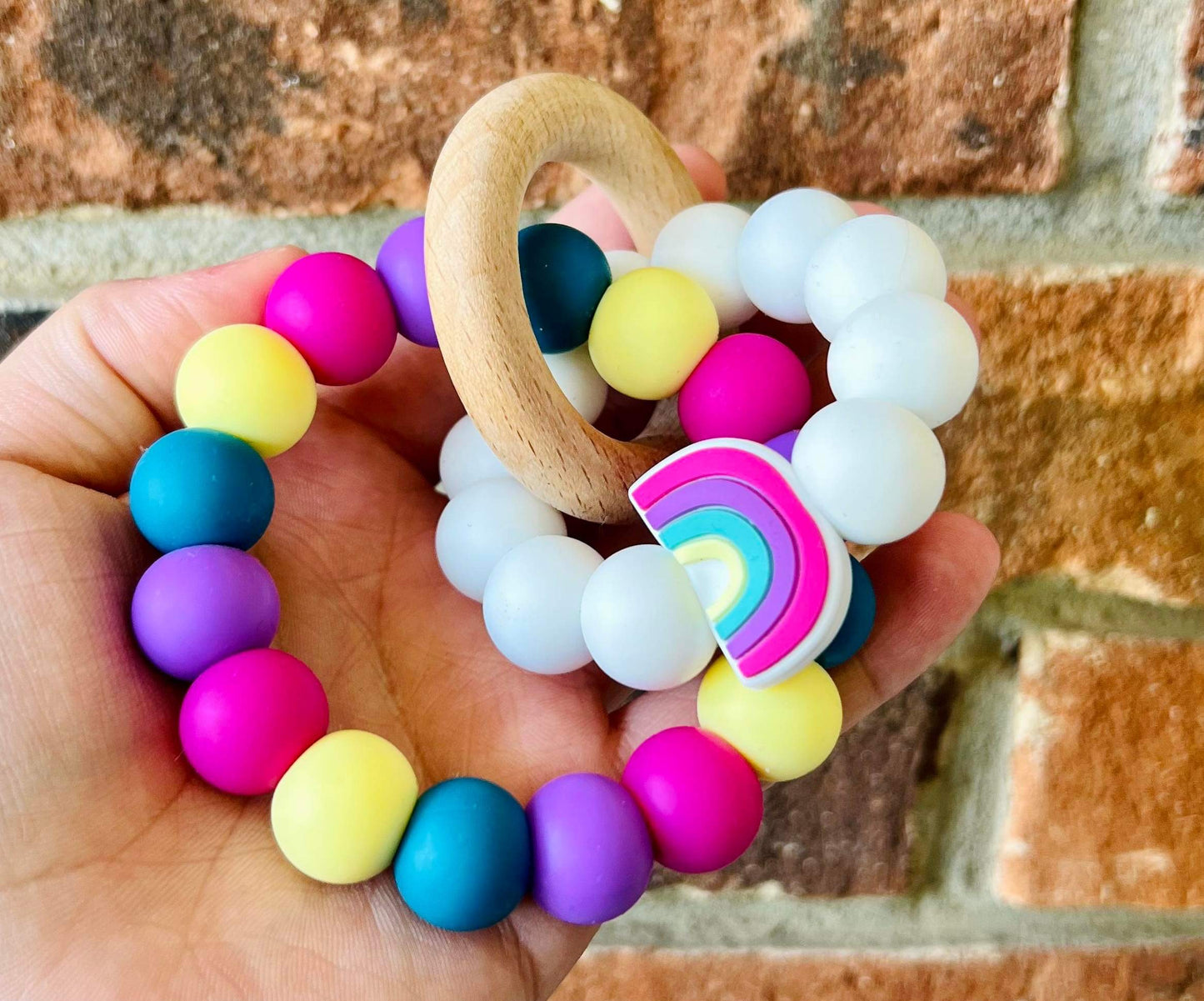 Double Intertwined Teething Ring w/ Wood Ring