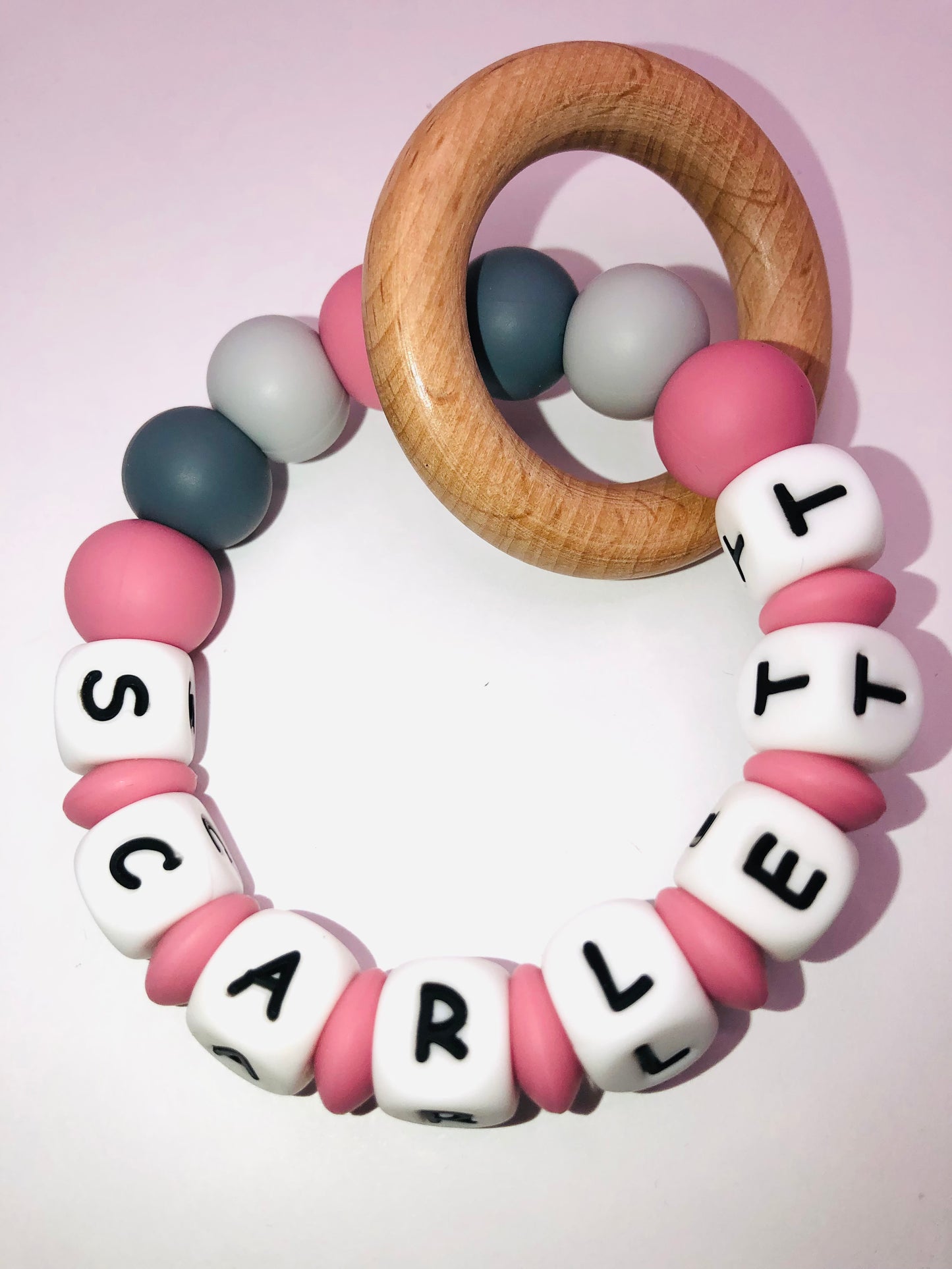 Name Teething Ring w/ Wood Ring